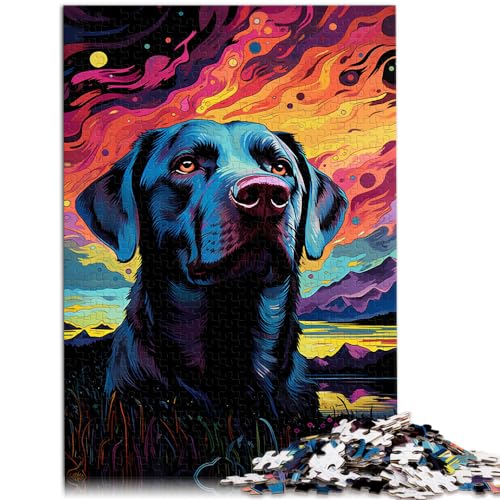 1000-teiliges Puzzle für Erwachsene, farbenfroher Labrador, für Erwachsene und Kinder ab 12 Jahren, Holzpuzzle, Familienspiele, Größe: 50 x 75 cm von LXQING