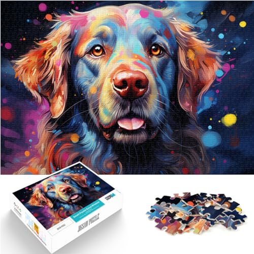 1000-teiliges Puzzle für Erwachsene, farbenfroher Psychedelischer Modehund, geeignet für Erwachsene, Holzpuzzle, Denkspiel, Größe: 50 x 75 cm von LXQING