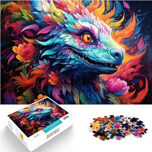 1000-teiliges Puzzle für Erwachsene, farbenfroher süßer Dinosaurier, Holzpuzzle für Erwachsene und Kinder, interessantes Puzzle zur Stressreduzierung, Größe: 50 x 75 cm von LXQING