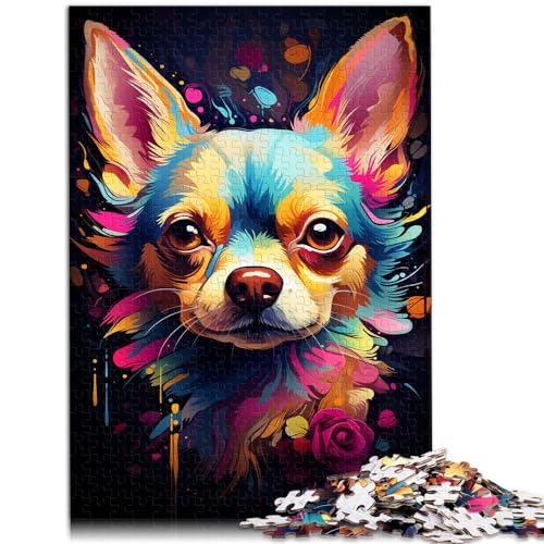 1000-teiliges Puzzle für Erwachsene,Puzzle-Geschenke,Chihuahua-Hund mit Farbmalerei,für Erwachsene und Jugendliche ab 12 Jahren,Holzpuzzle für Erwachsene,schwierige,harte Puzzles für Frauen und Männer von LXQING
