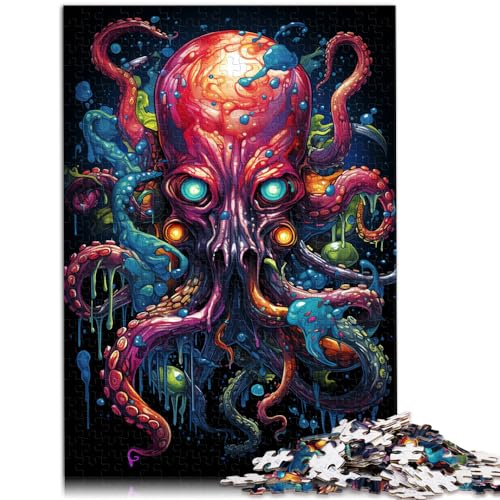 1000-teiliges Puzzle für Erwachsene und Kinder, „Die farbenfrohe Psychedelie des kosmischen Oktopus“, für Erwachsene und Kinder ab 12 Jahren, Holzpuzzle für Erwachsene, Denksportspiel,50 x 75 cm von LXQING