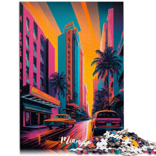 1000-teiliges Puzzle für Erwachsene und Kinder, Artsy Miamie, Holzpuzzle für Erwachsene und Kinder, tolles Geschenk für Erwachsene und Kinder, Größe: 50 x 75 cm 1000-teiliges Puzzle für Erwachsene und Kinder, Artsy Miamie, Holzpuzzle für Erwachsene und Kinder, tolles Geschenk für Erwachsene und Kinder, Größe: 50 x 75 cm von LXQING