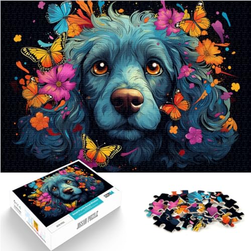 1000-teiliges Puzzle für Erwachsene und Kinder, Bunter Psychedelischer Pudel-Schmetterling, für Erwachsene und Kinder ab 12 Jahren, Holzpuzzle, Denkspiel, Größe: 50 x 75 cm von LXQING