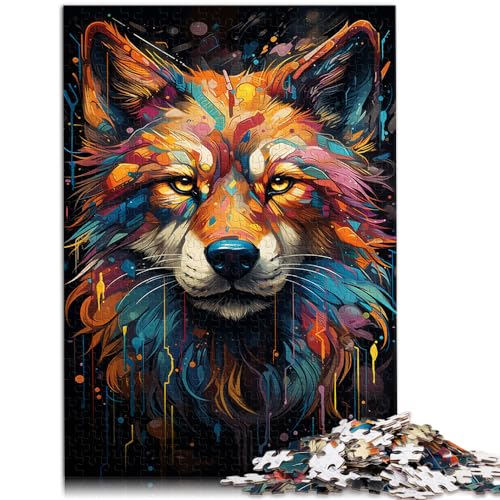 1000-teiliges Puzzle für Erwachsene und Kinder, Farbgemälde, Wolf, für Erwachsene und Kinder ab 12 Jahren, Holzpuzzle, Geschenkspielzeug, Größe: 50 x 75 cm von LXQING