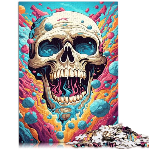 1000-teiliges Puzzle für Erwachsene und Kinder, Psychedelischer Totenkopf, für Erwachsene und Kinder ab 12 Jahren, Holzpuzzle, anspruchsvolles Spielgeschenk, Größe: 50 x 75 cm von LXQING