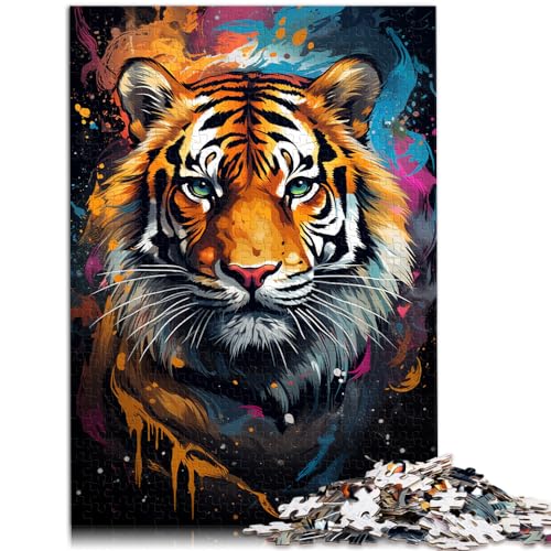 1000-teiliges Puzzle für Erwachsene und Kinder, Tiger zum Ausmalen, geeignet für Erwachsene und Jugendliche ab 12 Jahren, Holzpuzzle, pädagogisches Spiel, herausforderndes Spielzeug, Größe: 50 x 75 cm von LXQING