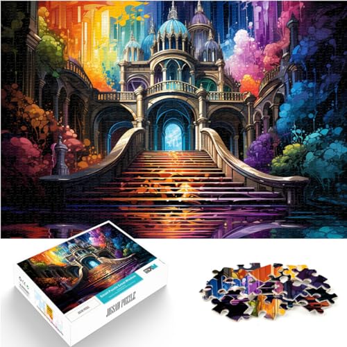 1000-teiliges Puzzlespiel, Die farbenfrohe Psychedelia des Queluz-Palastes, für Kinder ab 12 Jahren, Holzpuzzle, Denkspiel, Größe: 50 x 75 cm von LXQING