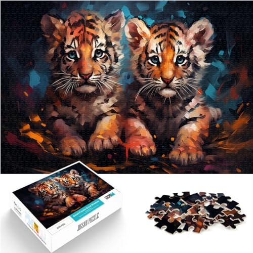 1000-teiliges Puzzlespiel, bunter süßer Tiger, für Erwachsene und Kinder ab 12 Jahren, Holzpuzzle, Denkspiel, Spielzeug, Größe: 50 x 75 cm von LXQING