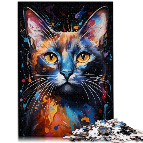 1000-teiliges Puzzlespiel, farbenfrohe psychedelische Siamkatze, geeignet für Erwachsene und Kinder ab 12 Jahren, Holzpuzzle, zum Stressabbau, Größe: 50 x 75 cm 1000-teiliges Puzzlespiel, farbenfrohe psychedelische Siamkatze, geeignet für Erwachsene und Kinder ab 12 Jahren, Holzpuzzle, zum Stressabbau, Größe: 50 x 75 cm von LXQING
