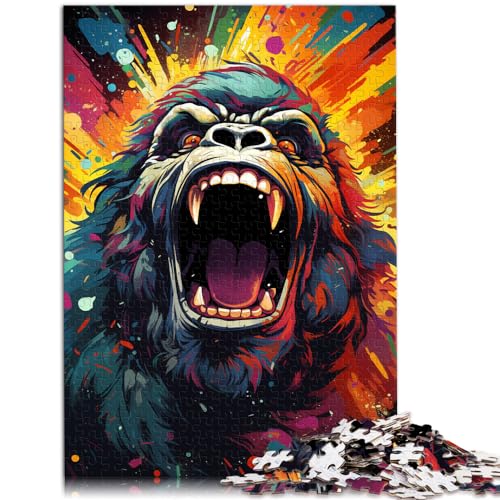 1000-teiliges Puzzlespiel, farbenfrohes psychedelisches Orang-Utan-Galaxie-Puzzle aus Holz für Erwachsene und Familien, als Geschenk für die ganze Familie und die, Größe: 50 x 75 cm von LXQING