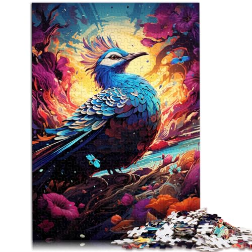 300-teiliges Puzzle, Bunter Psychedelischer Blauvogel, Geeignet für Erwachsene und Jugendliche ab 12 Jahren, Holzpuzzle, Anspruchsvolles Spielgeschenk, Größe: 26 x 38 cm von LXQING