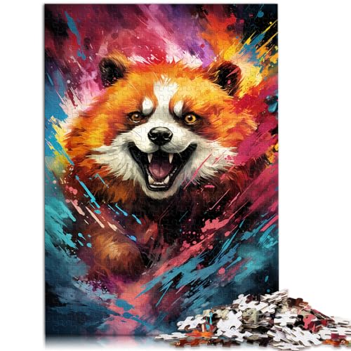 300-teiliges Puzzle, Roter Panda zum Ausmalen, für Erwachsene und Familien, Holzpuzzle für Erwachsene, zur Heimdekoration, Größe: 26 x 38 cm von LXQING