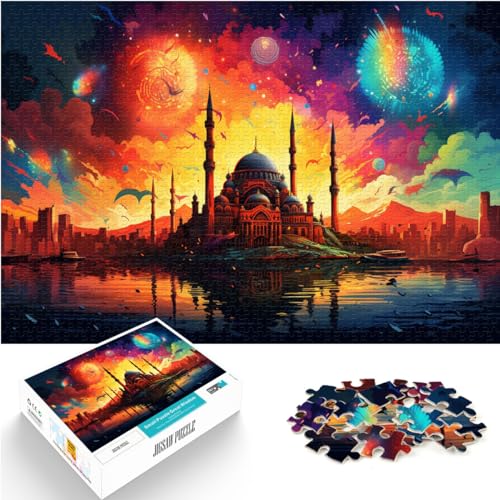 300-teiliges Puzzle, farbenfrohes Istanbul, Türkei, für Erwachsene und Kinder ab 12 Jahren, Holzpuzzle, Lernspiel, Größe: 26 x 38 cm von LXQING