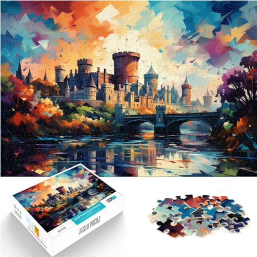 300-teiliges Puzzle für Erwachsene, farbenfrohe Psychedelia im Kilkenny Castle, für Erwachsene und Kinder ab 12 Jahren, Holzpuzzle, entspannendes geistiges Lernspielzeug, Größe: 26 x 38 cm von LXQING