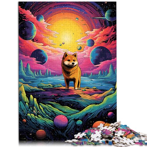 300-teiliges Puzzle für Erwachsene, süßer Shiba Inu in süßer Farbe, Holzpuzzle als Geschenk für Erwachsene, anspruchsvolles Spielpuzzle, Größe: 26 x 38 cm von LXQING