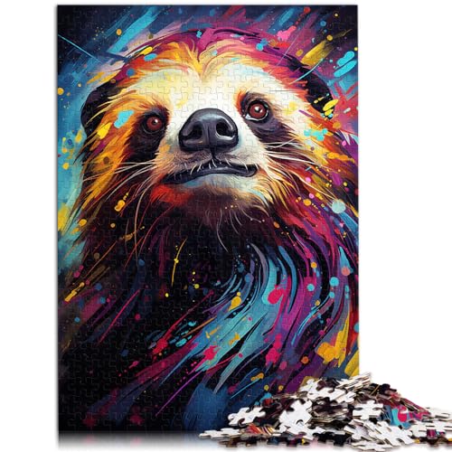 500-teiliges Puzzle, buntes Faultier malen, Holzpuzzle für Teenager und Kinder, Lernspiele für zu Hause, DIY-Spielzeug, Größe: 38 x 52 cm von LXQING