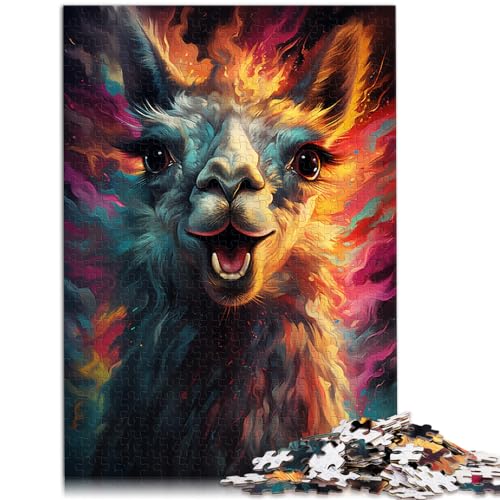 500-teiliges Puzzle, buntes Lama, Holzpuzzle für Teenager und Kinder, Stressabbau, Größe: 38 x 52 cm von LXQING