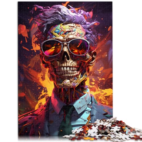 500-teiliges Puzzle, farbenfrohe psychedelische Gangster-Zombies, für Erwachsene und Familien, Holzpuzzle, anspruchsvolles Spiel, Größe: 38 x 52 cm von LXQING