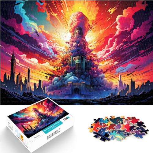 500-teiliges Puzzle, farbenfroher Psychedelischer Turm, geeignet für Erwachsene und Kinder ab 12 Jahren, Holzpuzzle, luxuriöses farbenfrohes Puzzle-Geschenk, Größe: 38 x 52 cm von LXQING