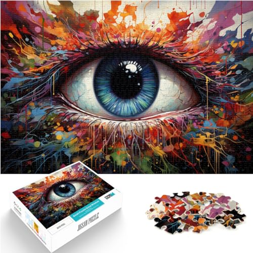 500-teiliges Puzzle für Erwachsene, Fantasie-Augen zum Ausmalen, geeignet für Erwachsene und Kinder ab 12 Jahren, Holzpuzzle, pädagogisches Spiel, herausforderndes Spielzeug, Größe: 38 x 52 cm von LXQING