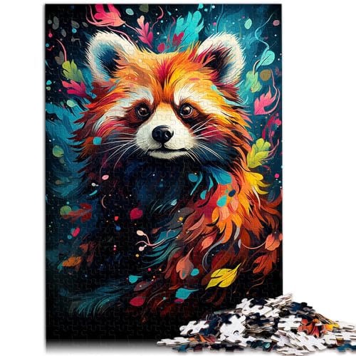 500-teiliges Puzzle für Erwachsene und Kinder, Roter Panda zum Ausmalen, für Erwachsene und Kinder ab 12 Jahren, Holzpuzzle, Lernpuzzle, Familienspiel, Größe: 38 x 52 cm von LXQING