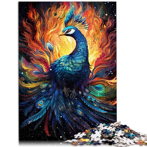 Lustiges Puzzle für Erwachsene mit 1000 Teilen, Bunter Fantasie-Pfau, für Erwachsene und Kinder ab 12 Jahren, Holzpuzzle, Denkspiel, Größe: 50 x 75 cm von LXQING