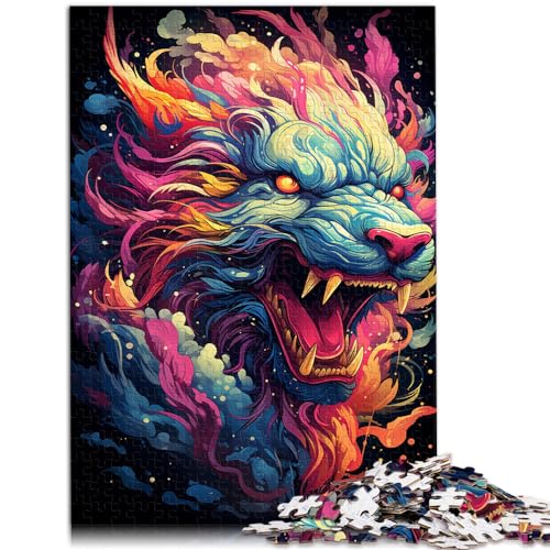 Präzisionsgeschnittenes 1000-teiliges Puzzle, Drachen mit Farbmalerei, für Erwachsene und Kinder ab 12 Jahren, Holzpuzzle, Denkspiel, Spielzeug, Größe: 50 x 75 cm von LXQING