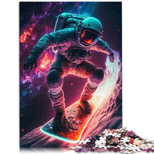 Puzzle 1000 Teile, Astronaut auf Skateboard, für Erwachsene, Familien-Holzpuzzle, Denksport-Puzzle, Größe: 50 x 75 cm von LXQING