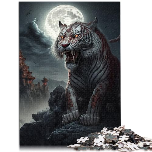 Puzzle 1000 Teile, Weißer Tiger, für Erwachsene und Jugendliche ab 12 Jahren, Holzpuzzle, Lernspielzeug, Größe: 50 x 75 cm von LXQING