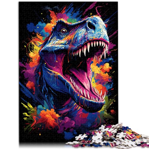 Puzzle 1000 Teile, Wilder bunter Dinosaurier, für Erwachsene und Kinder ab 12 Jahren, Holzpuzzle für Erwachsene, Holzpuzzle für Familienspiele und Heimdekoration, Größe: 50 x 75 cm von LXQING