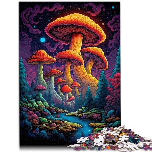 Puzzle 1000 Teile für Erwachsene, Bunte Pilze, für Erwachsene, Familien-Holzpuzzle für Erwachsene, tolles Geschenk für Erwachsene, Größe: 50 x 75 cm von LXQING