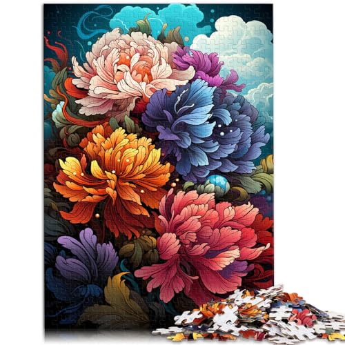 Puzzle 1000 Teile für Erwachsene, Bunte psychedelische Blumen, für Erwachsene und Kinder ab 12 Jahren, Holzpuzzle, Heimdekoration, Größe: 50 x 75 cm von LXQING