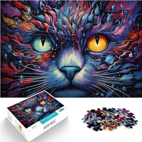 Puzzle 1000 Teile für Erwachsene, Bunte psychedelische Siamkatze, Holzpuzzle für Erwachsene, Familien oder Kinder, Weihnachtspuzzlegeschenke für Frauen, Größe: 50 x 75 cm von LXQING