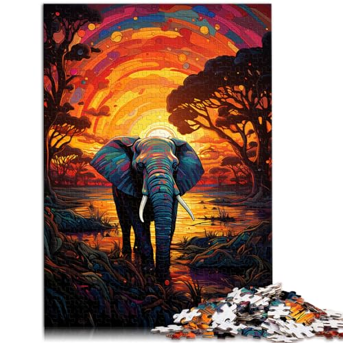 Puzzle 1000 Teile für Erwachsene, Bunter Fantasie-Sonnenuntergangsfluss, für Erwachsene und Kinder ab 12 Jahren, Holzpuzzle, Lernspiele, Größe: 50 x 75 cm von LXQING