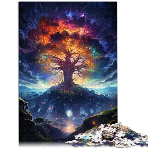 Puzzle 1000 Teile für Erwachsene, Bunter Psychedelischer Weltenbaum, für Erwachsene und Kinder ab 12 Jahren, Holzpuzzle für Erwachsene, Familienpuzzlespiel, Größe: 50 x 75 cm von LXQING