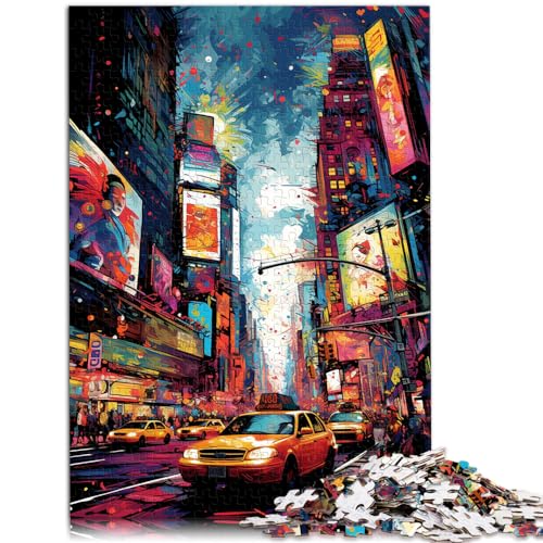 Puzzle 1000 Teile für Erwachsene, Bunter Times Square, Holzpuzzle für Erwachsene und Kinder, Lernspiele für Erwachsene und Kinder, Größe: 50 x 75 cm von LXQING