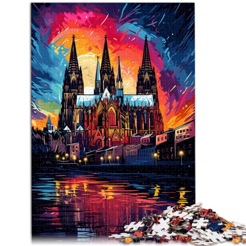 Puzzle 1000 Teile für Erwachsene, Die farbenfrohe Psychedelia des Kölner Doms, Puzzle für 12-Jährige, Holzpuzzle, Herausforderndes Spiel, Größe: 50 x 75 cm von LXQING