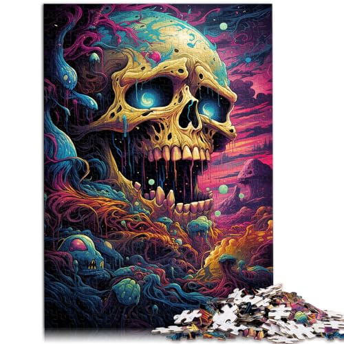 Puzzle 1000 Teile für Erwachsene, Die farbenfrohe psychedelische Welt der Fantasy-Totenköpfe, für Teenager und Kinder, Holzpuzzle für Erwachsene, Herausforderndes Spiel, Größe: 50 x 75 cm von LXQING
