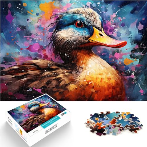 Puzzle 1000 Teile für Erwachsene, Ente zum Ausmalen, für Erwachsene und Kinder ab 12 Jahren, Holzpuzzle, tolles Geschenk für Erwachsene, Größe: 50 x 75 cm von LXQING