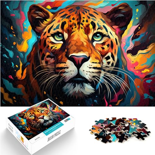 Puzzle 1000 Teile für Erwachsene, Fantasievoller bunter Gepard, für Teenager und Kinder, Holzpuzzle für Erwachsene, anspruchsvoll, Größe: 50 x 75 cm von LXQING