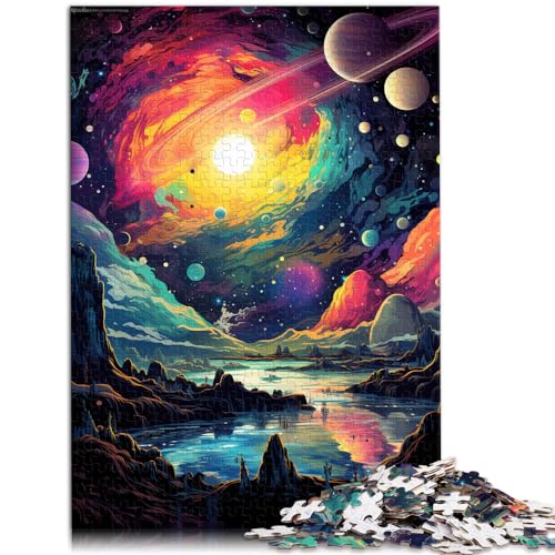 Puzzle 1000 Teile für Erwachsene, Fantasy-Weltraumlandschaft, für Erwachsene und Kinder ab 12 Jahren, Holzpuzzle, Puzzle mit farbenfrohen Designs, Größe: 50 x 75 cm von LXQING