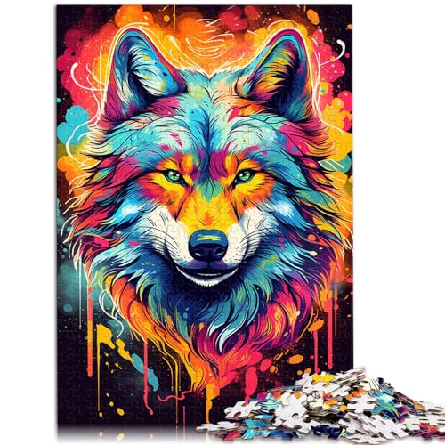 Puzzle 1000 Teile für Erwachsene, Psychedelischer Farbgemälde-Wolf, Geeignet für Erwachsene und Kinder über 12 Jahre, Holzpuzzle für Erwachsene, Geschenk für Erwachsene und Kinder, Größe: 50 x 75 cm von LXQING