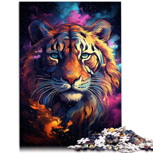 Puzzle 1000 Teile für Erwachsene, Sternenhimmel-Tiger-Malerei, Geeignet für Erwachsene und Kinder ab 12 Jahren, Holzpuzzle, Denkspiel, Größe: 50 x 75 cm von LXQING