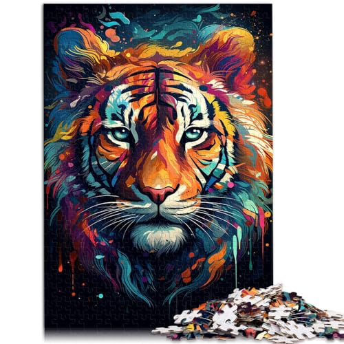 Puzzle 1000 Teile für Erwachsene, Tiger zum Ausmalen, für Erwachsene und Kinder ab 12 Jahren, Holzpuzzle, Geschenk für Erwachsene, Größe: 50 x 75 cm von LXQING