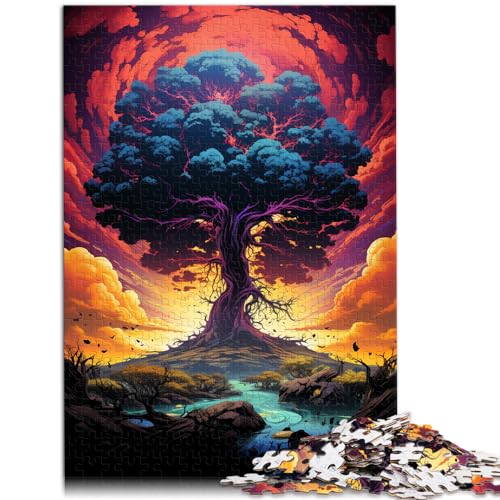 Puzzle 1000 Teile für Erwachsene, Wundervoller bunter Baum, für Erwachsene und Kinder ab 12 Jahren, Holzpuzzle, Spielzeug, Denkspiel, Größe: 50 x 75 cm von LXQING