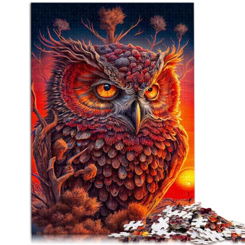 Puzzle 1000 Teile für Erwachsene, abstrakte Eule, Holzpuzzle für Erwachsene und Kinder, anspruchsvolles Spielzeug, Größe: 50 x 75 cm von LXQING