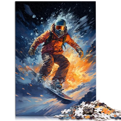 Puzzle 1000 Teile für Erwachsene, farbenfrohe Psychedelia für Snowboard-Abenteurer, geeignet für Erwachsene und Jugendliche ab 12 Jahren, Holzpuzzle, anspruchsvolles Spiel, Größe: 50 x 75 cm von LXQING