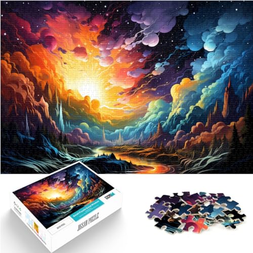 Puzzle 1000 Teile für Erwachsene, farbenfrohe psychedelische Schönheitslandschaft, für Erwachsene und Familien, Holzpuzzle, Spielzeug als pädagogisches Geschenk, Größe: 50 x 75 cm von LXQING