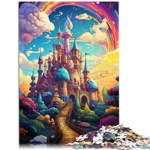 Puzzle 1000 Teile für Erwachsene, farbenfrohes, psychedelisches Süßigkeitenschloss, für Erwachsene und Kinder ab 12 Jahren, Holzpuzzle, Denkspiel, Spielzeug, Größe: 50 x 75 cm von LXQING