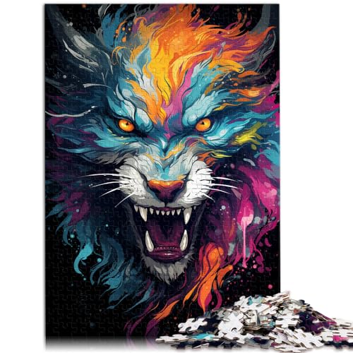 Puzzle 1000 Teile für Erwachsene, farbenfrohes psychedelisches Drachentier, für Erwachsene und Kinder ab 12 Jahren, Holzpuzzle, Denkspiel, Größe: 50 x 75 cm von LXQING